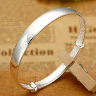 #ad 925 Sterling Silver New Fashion Jewelry Charms Wristband Bracelet Bangle Cuff $15.74