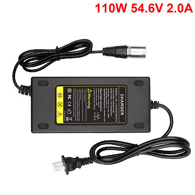 #ad 110W 54.6V 2A Electric Bike 48V Lithium Battery Charger 3pin XLR US Plug Scooter $16.49