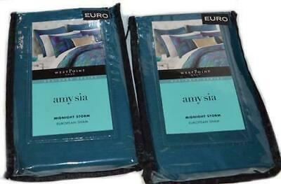 #ad 2 AMY SIA Midnight Storm Teal Sateen EURO SHAMS NEW 1ST QUALITY $59.49