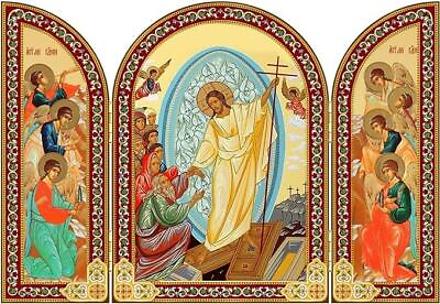 #ad The Resurrection of Christ with Angels Easter Orthodox Icon Triptych 5.5 In $32.88