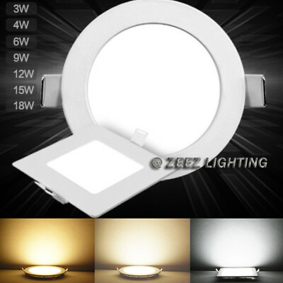 #ad 3 4W 6W 9W 12W 15W 18W 20W 25W Dimmable LED Recessed Ceiling Panel Light Fixture $12.28