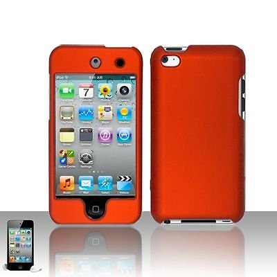#ad Hard Rubberized Rear only Case for iPod Touch 4th Gen Orange $8.75