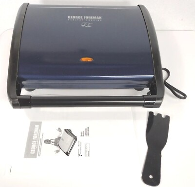 #ad George Foreman Healthy Cooking Classic Grill Jumbo GRV120 Manual Spatula Blue $39.97