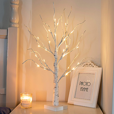 #ad 2FT Birch Tree with LED Lights Warm White Artificial Fairy Light Spirit Tree La $23.69