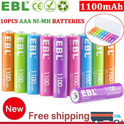10pcs EBL AAA Rechargeable Batteries 1100mAh 1.2V Ni Mh Triple AAA Battery Box $11.99