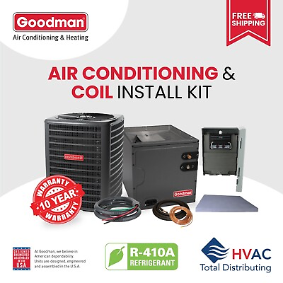 #ad 3.5 Ton 14.3 SEER2 Goodman AC amp; 24.5quot; Coil System Installation Kit Included $2966.00