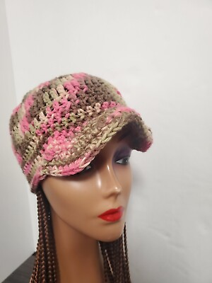 #ad Pink Camo Crochet Baseball Hat Handmade $23.00