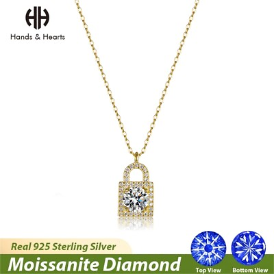 #ad Moissanite 925 Sterling Silver Women Key Heart Lock Pendant Chain Necklace Gift $28.49