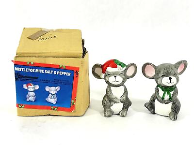 #ad Vintage Christmas Around The World Mistletoe Mice Salt And Pepper Set $9.00