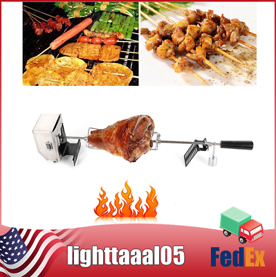 #ad Electric Motor Rotisserie Grill BBQ Kit Spit Rod Stainless Steel Camping 5KG $50.87