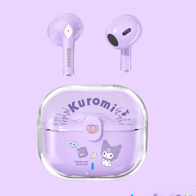 #ad Sanliou True Wireless Bluetooth Earphones Transparent Kuromi Half In Ear Touch $25.99