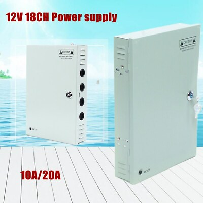 #ad 18CH Channel CCTV Security Camera Power Supply Box Fuse Distribution 10 20A $25.94