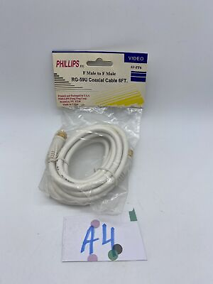 #ad PHILIPS AV FF6 COAXIAL CABLE 6 FOOT WHITE CONNECTS VIDEO COMPONENTS TOGETHER $8.99