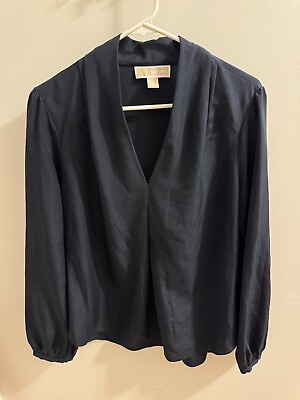 #ad Michael Michael Kors Women#x27;s Black Sleeve Long Sleeve Blouse Large business $14.99
