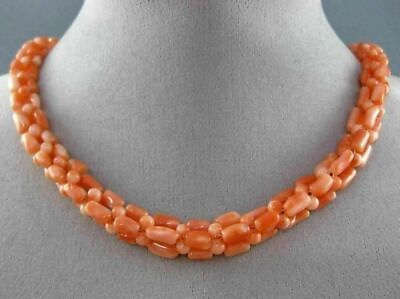 #ad ANTIQUE LONG 925 SILVER GOLD PLATED CORAL HANDCRAFTED MULTI SHAPE NECKLACE 25358 $2805.00