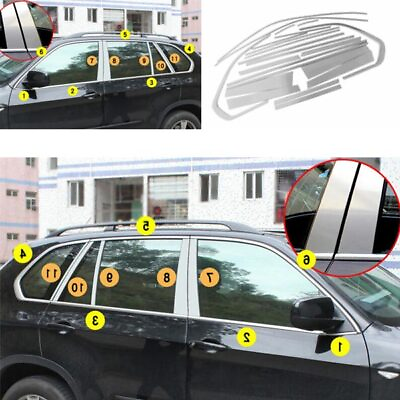 #ad Silver Steel Fit For BMW X5 E70 2008 2013 Trim Decoration Strips Window Molding $455.00