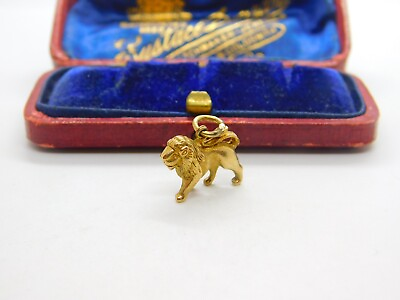 #ad 9ct Yellow Gold Lion or Leo Zodiac Charm Pendant 1960 Birmingham Vintage GBP 165.00