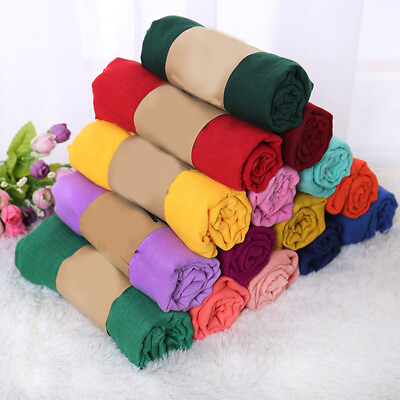 #ad 180*55cm Fluorescence Cotton Linen Long Scarf Solid Color Soft Scarves Shawls $3.69