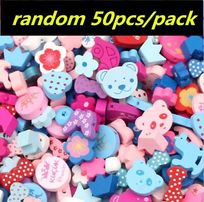 #ad Multi Shapes Wood Beads Natural Wooden Spacer Bead Colorful Charm Jewelry Making $18.87