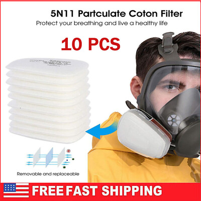 #ad 10pcs Gas Mask Cotton Filters Cartridge Mask Respirator Replace For 6200 6800 $8.50