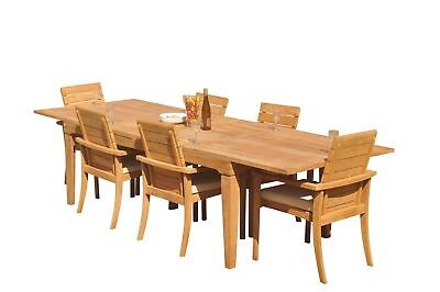 #ad DSAL A Grade Teak 7pc Dining Set 122 Caranas Rectangle Table Stacking Arm Chairs $3215.88