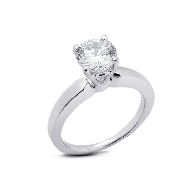 #ad 0.74ct F VS2 Round Natural Certified Diamond PT 950 Solitaire Engagement Ring $3241.29
