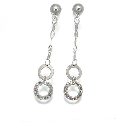#ad Dangle Circle Earrings 18K 750 White Gold $247.65