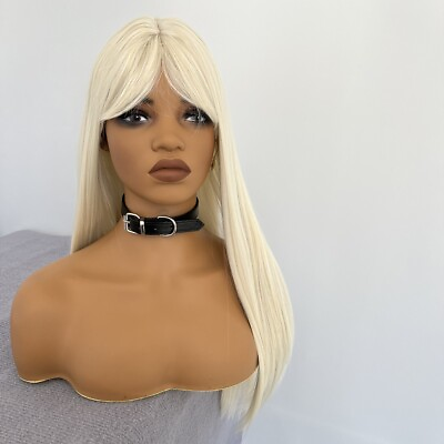 #ad Synthetic Wig Bleach blonde Heat Resistant Hair Rose Net Cap Long Straight Party $17.99