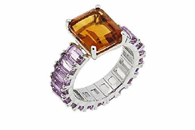 #ad HSN Colleen Lopez Sterling Silver Madeira Citrine amp; Amethyst Band Ring 5 $131.99