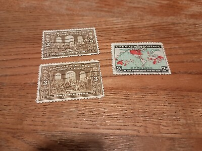#ad CANADA #86 USED MAP Stamp And 2 #135 Used Canada Stamps $1.39