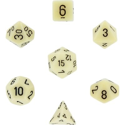 #ad Polyhedral RPG Sets White and Clear Opaque: Ivory Black 7 $6.48