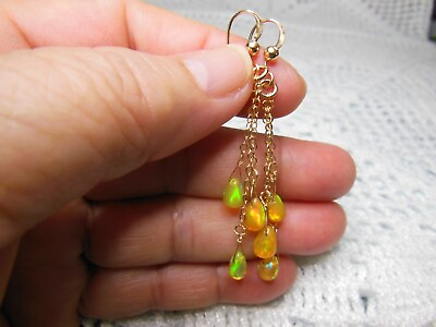#ad Ethiopian Natural Opal Earrings HandMade Gold Filled 2quot;.5 $35.00