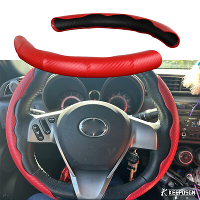 #ad 15quot; For Scion tC FRS Steering Wheel Cover Protector Non Slip PU Carbon Fiber Red $15.68