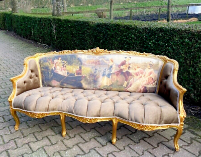 #ad Timeless Elegance Revived: Vintage French Louis XVI Style Settee $1710.00