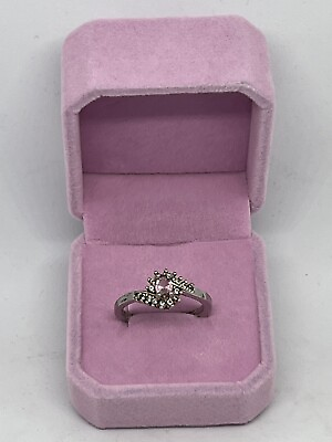 #ad Sterling Silver 925 Pink amp; White CZ Pave Ring Size 10.25 FAST FREE SHIPPING $26.79