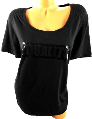 #ad Terra amp; sky black equality short sleeves ruched sides round neck tee top 14W $13.99