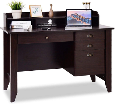#ad Computer Desk with 4 Storage Drawers amp; Hutch Home Office Desk Vintage Desk with $286.99