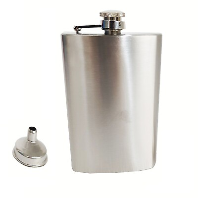 #ad 12 oz Alcohol Pocket Flask Stainless Steel Whiskey Flask with Portable Funnel $5.99