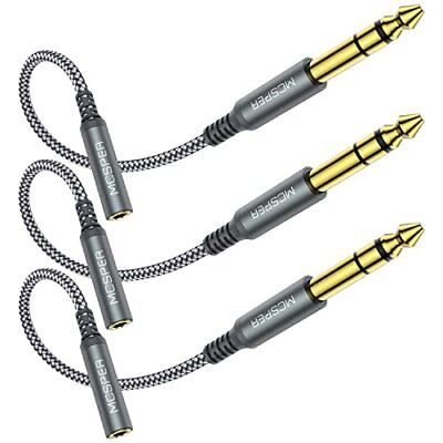 #ad 6.35mm 1 4 to 3.5mm 1 8 Adapter Cable 3 Pack TRS 6.35mm Male to 3.5mm Female $4.60