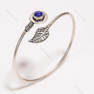 #ad Blue Onyx Jewelry Sterling Silver Gift For Mother Healing Charm Adjustable Cuff $11.89