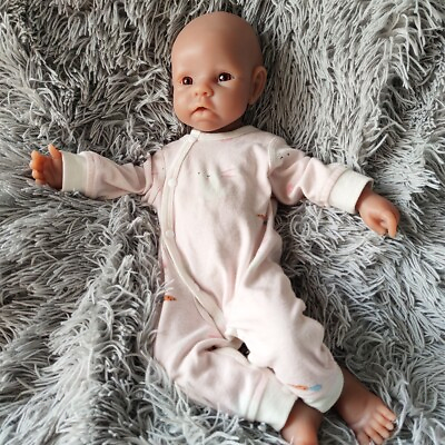 #ad 20 Inch Brown Skin Girl Solid Silicone Reborn Doll DIY Doll $155.00