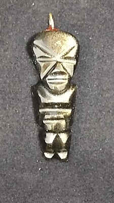 #ad Vintage Gold Sheen Obsidian Aztec Pendant $12.98
