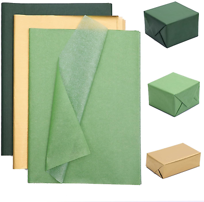 #ad 90 Sheet Green amp; Gold Tissue Paper Recyclable Green Wrapping Paper 14quot;X20quot;For We $9.99