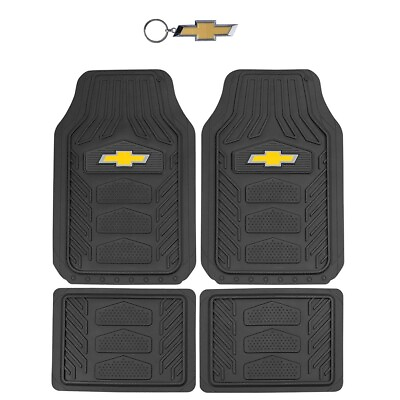 #ad New 5pc Chevy Elite Bow Tie Logo Car Truck Rubber Front Rear Floor Mats Keychain $58.80