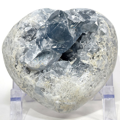 #ad 4.3quot; 2.9lb Blue Celestite Geode Heart Natural Druzy Mineral Stone Madagascar $55.16