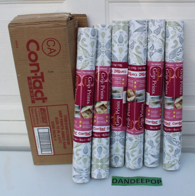 #ad Con Tact Brand Case Of 6 Liner Grip Print Abbey Sage Each Roll 6 Square Feet $129.99