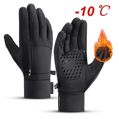 #ad 10℉ Waterproof Windproof Touch Screen Warm Winter Gloves for Cold Weather Men $7.99