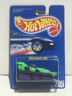 #ad 1991 Hot Wheels Die Cast Treadator Collector #205 Green Purple $7.99