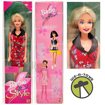 #ad Barbie Style Fashion Avenue Doll # 20766 1998 Mattel Red Floral Dress NRFB $17.95
