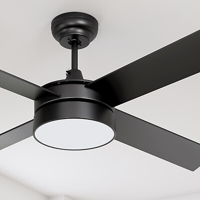 #ad 4 Blades Lamp 48quot; Indoor Control Remote Ceiling Fan with 3 Color LED Light w AC $77.99